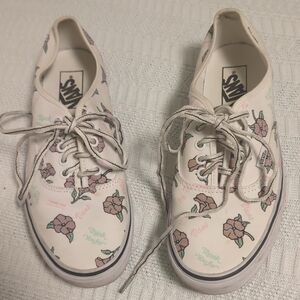 Vans Authentic “Thank You” Sneakers NWOT 9.5W / 8M Floral Canvas Low Top Skate